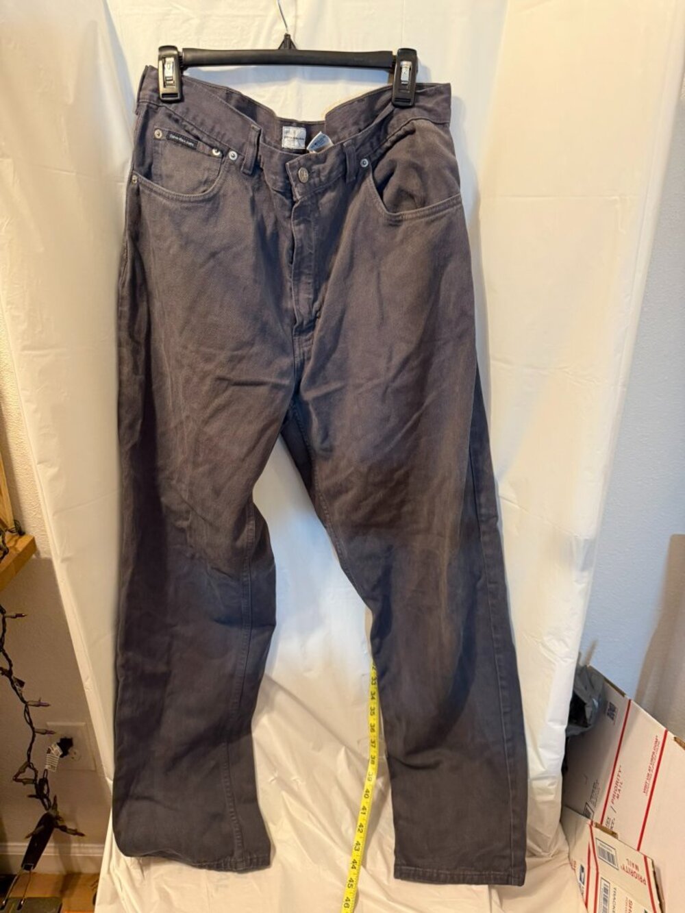 Calvin Klein Jeans Men’s 36 x 32 Easy Fit Zip Fly Garment Dye Grey Denim 36x32